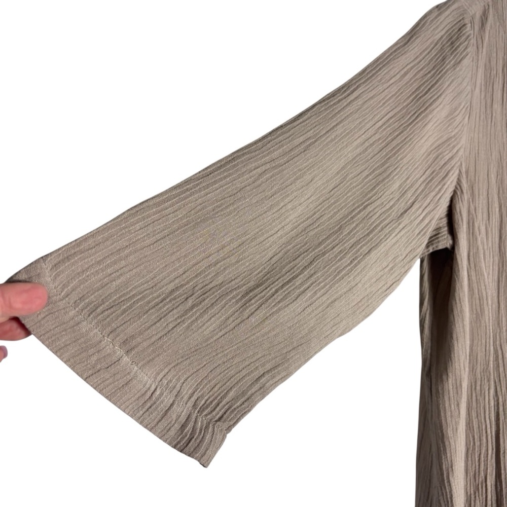 SOFT SURROUNDINGS Oceo Gauze Crinkle Boxy Fit Tunic in Taupe Size XL - Picture 7 of 10